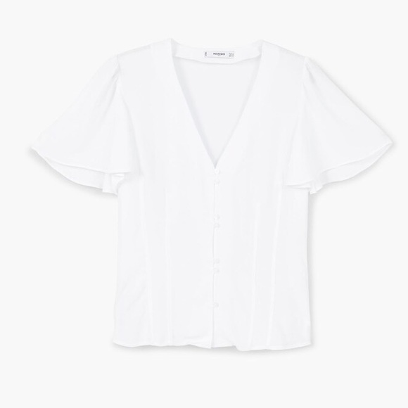 Mango Buttoned flowy blouse - Picture 3 of 9